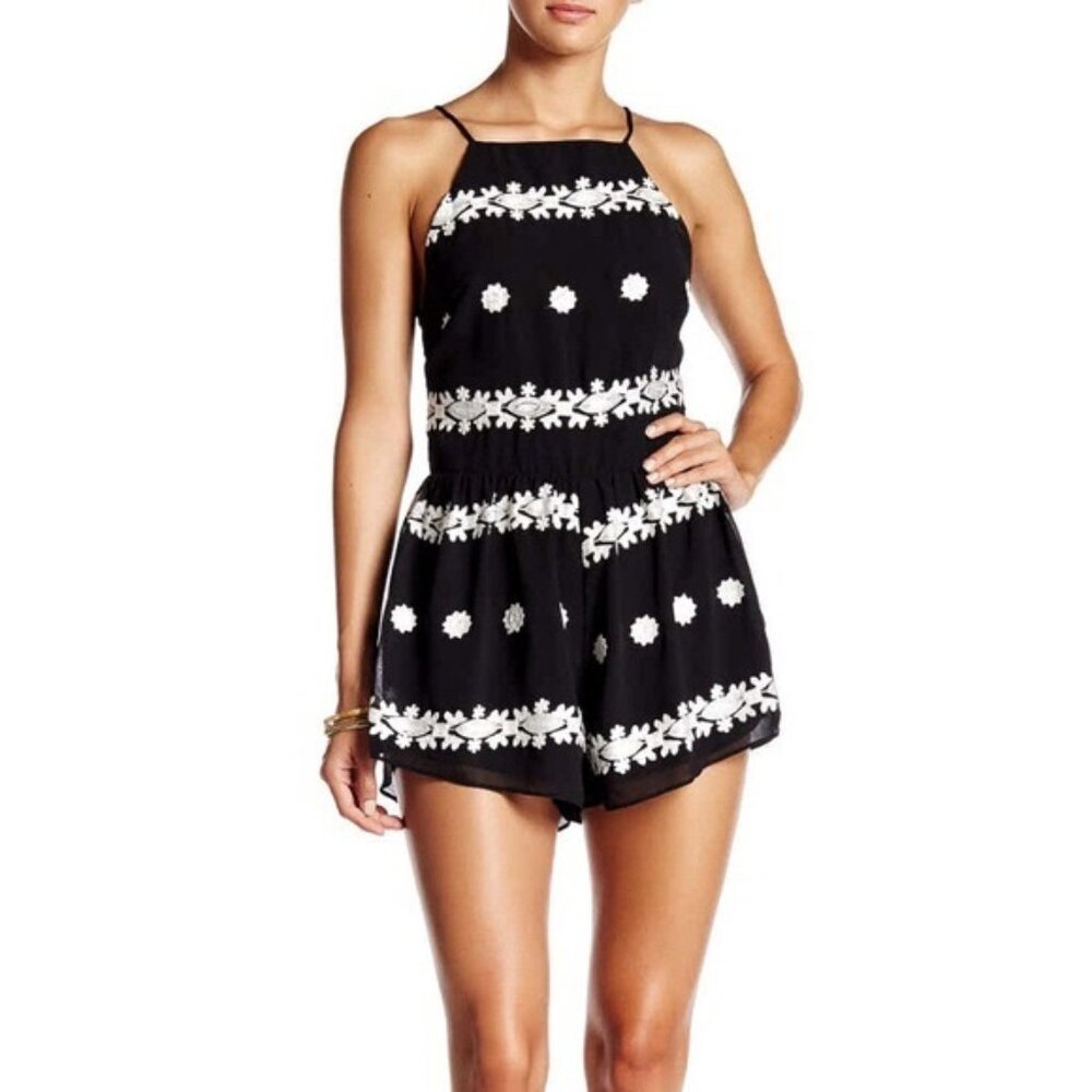 Endless Rose Black and White Embroidered Romper size S